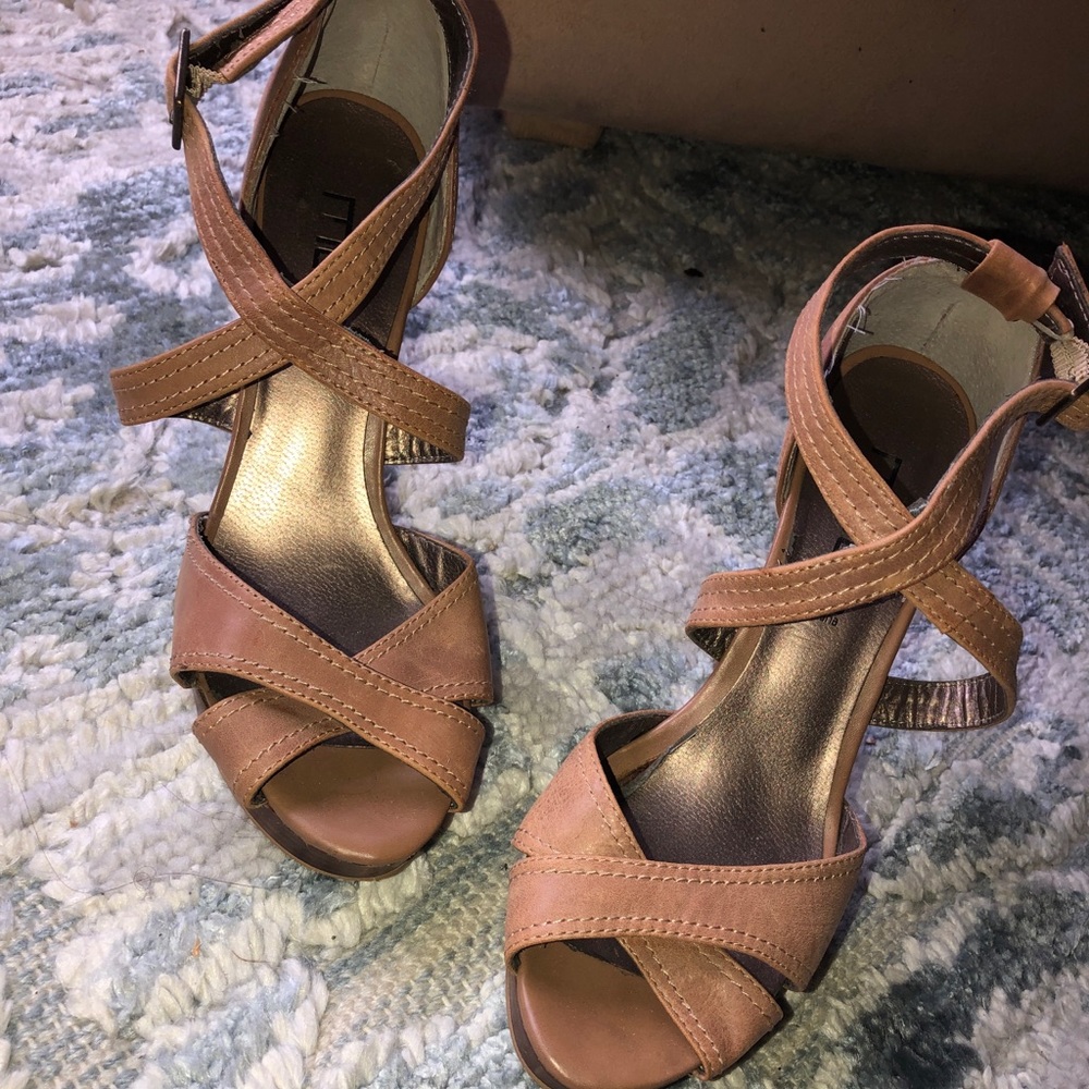 Nude sandal heels